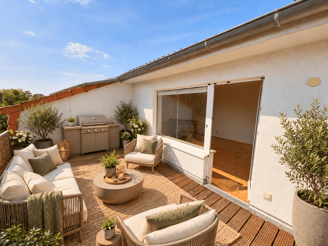 Maisonette mit großer Südterrasse – 3 Zimmer & Stellplatz